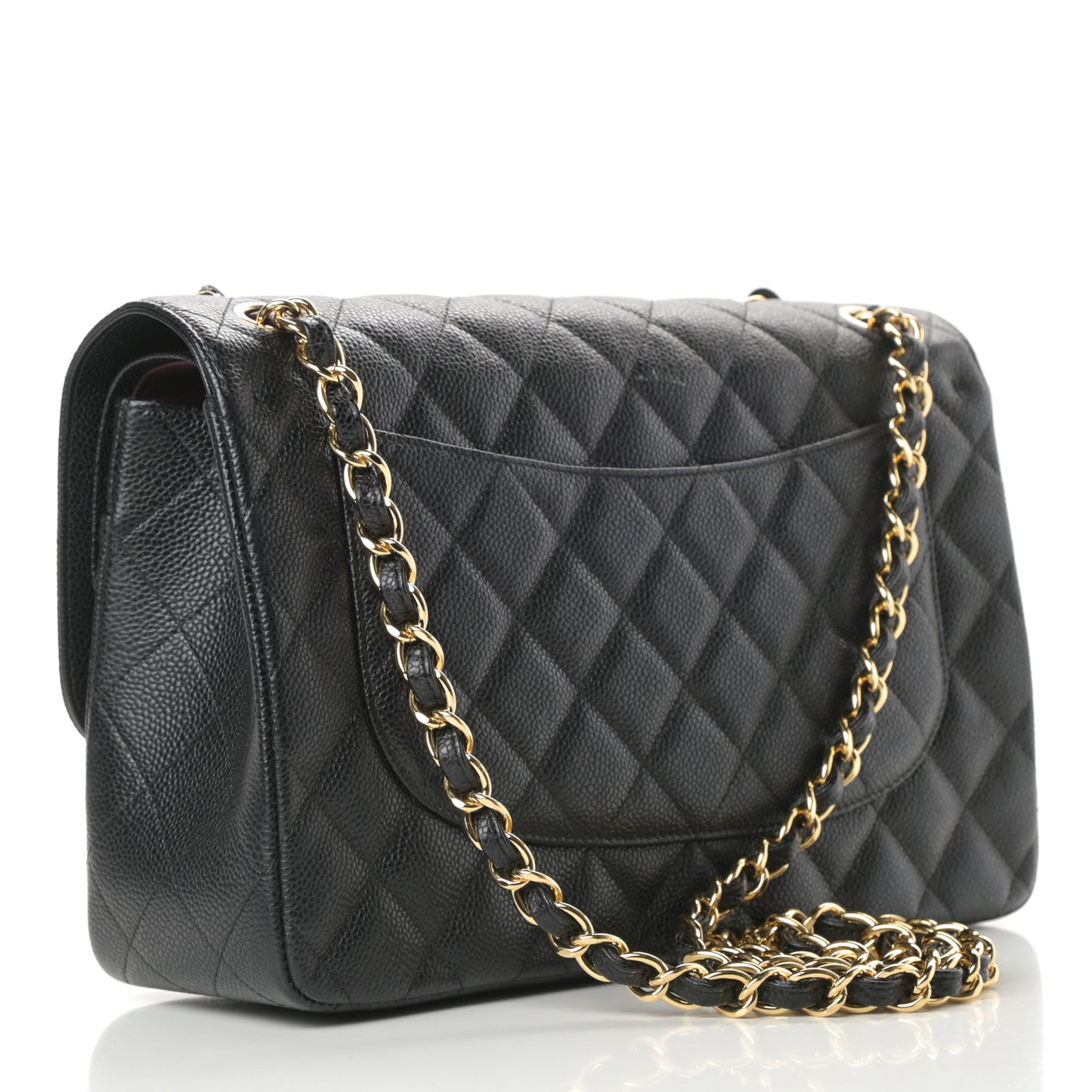 Caviar Quilted Jumbo Double Flap Black