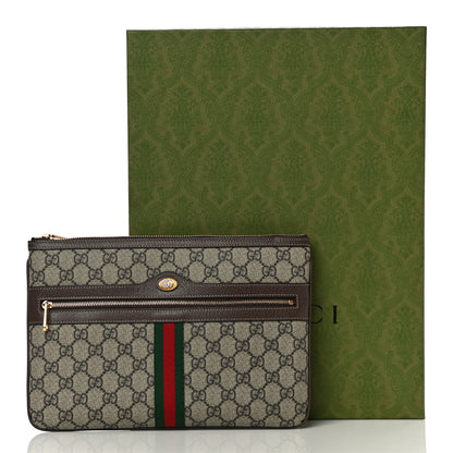 Gucci GG Supreme Monogram Large Ophidia Pouch Clutch Brown 12 of 12