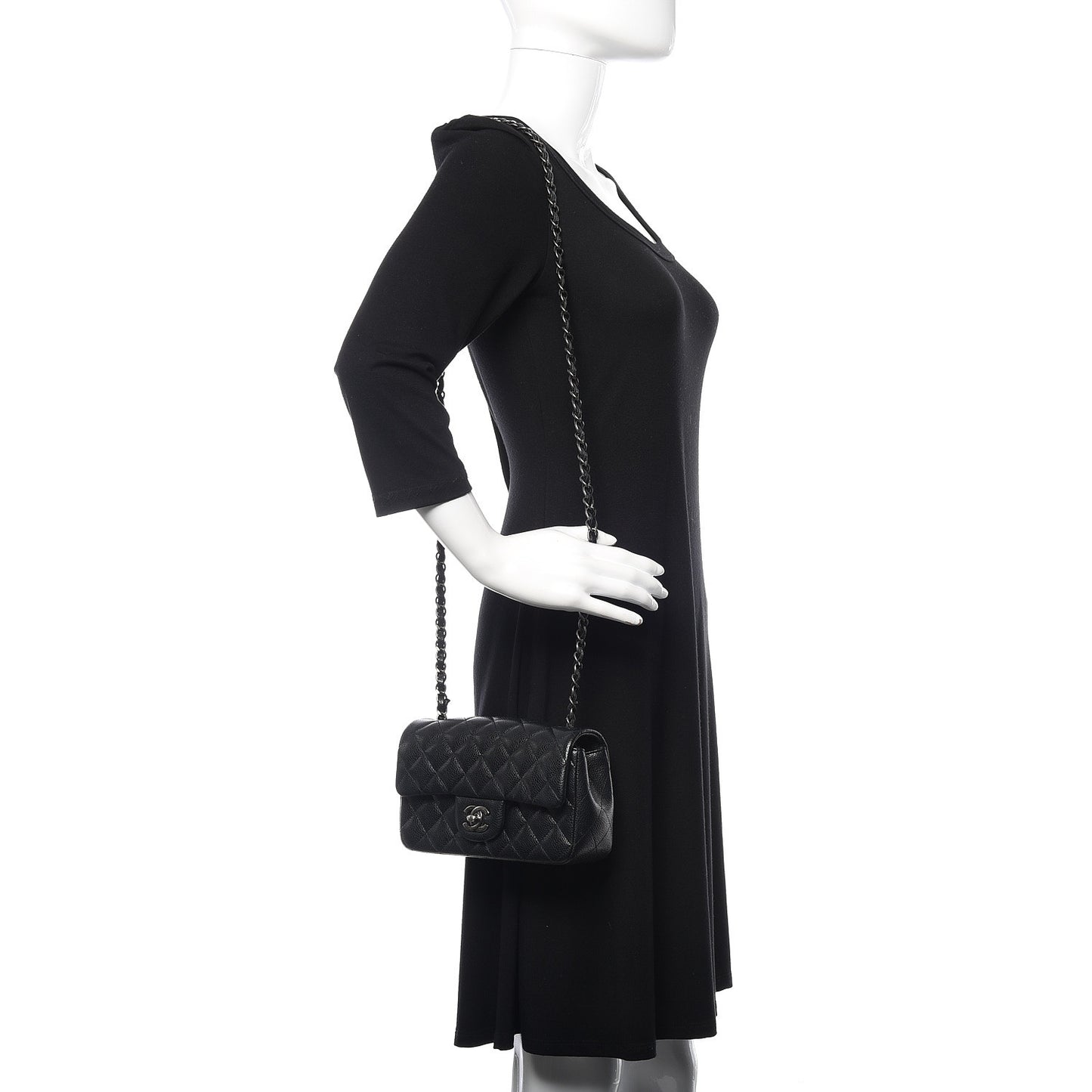 Caviar Quilted Mini Rectangular Flap Black