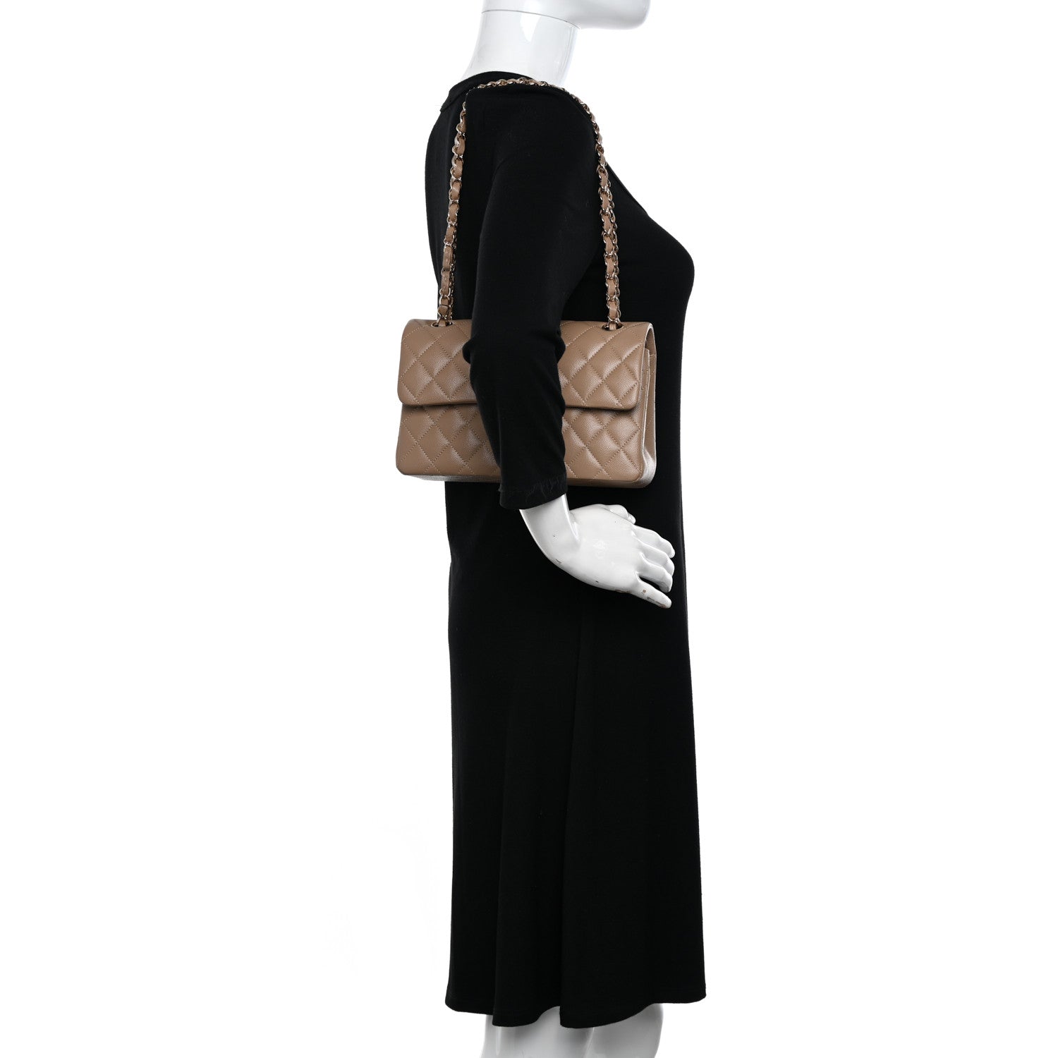 Chanel Caviar Quilted Small Double Flap Dark Beige 2 of 10