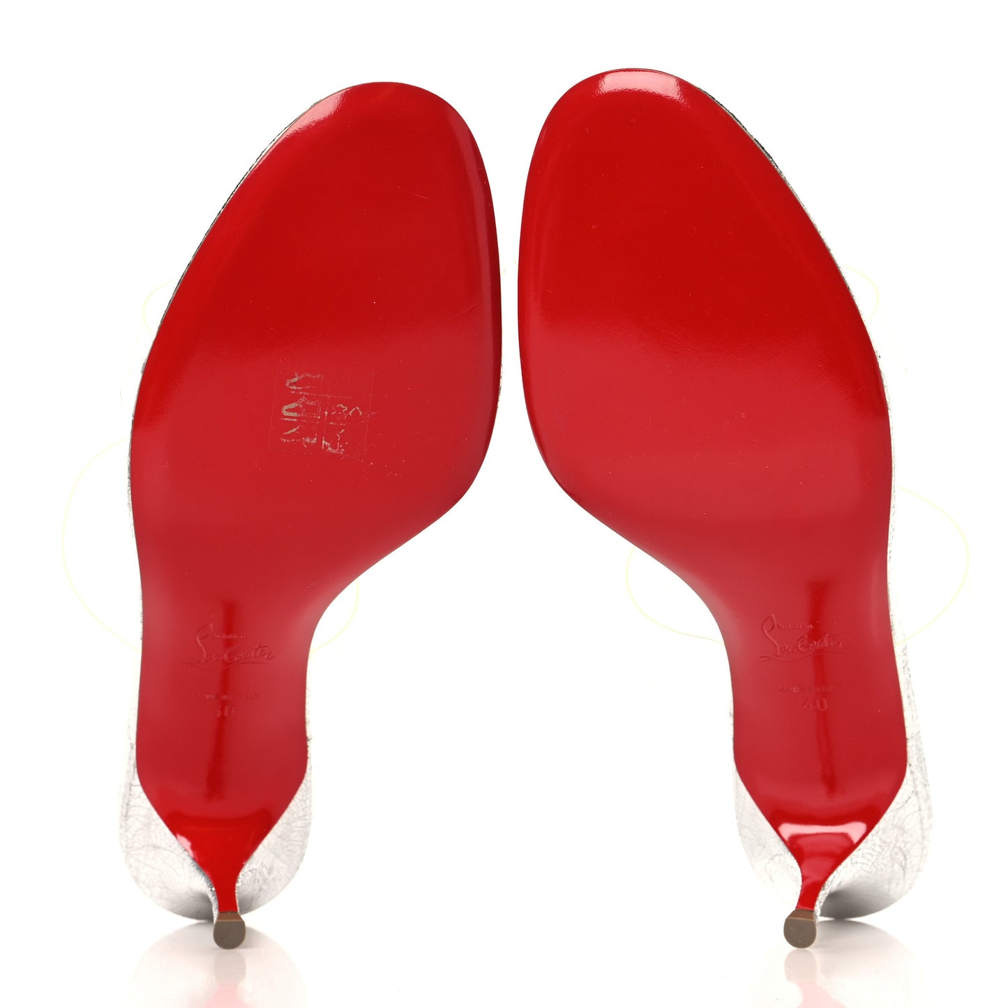 Laminated Vint Calfskin PVC Just Nothing 55 Slide Sandals 40 Silver
