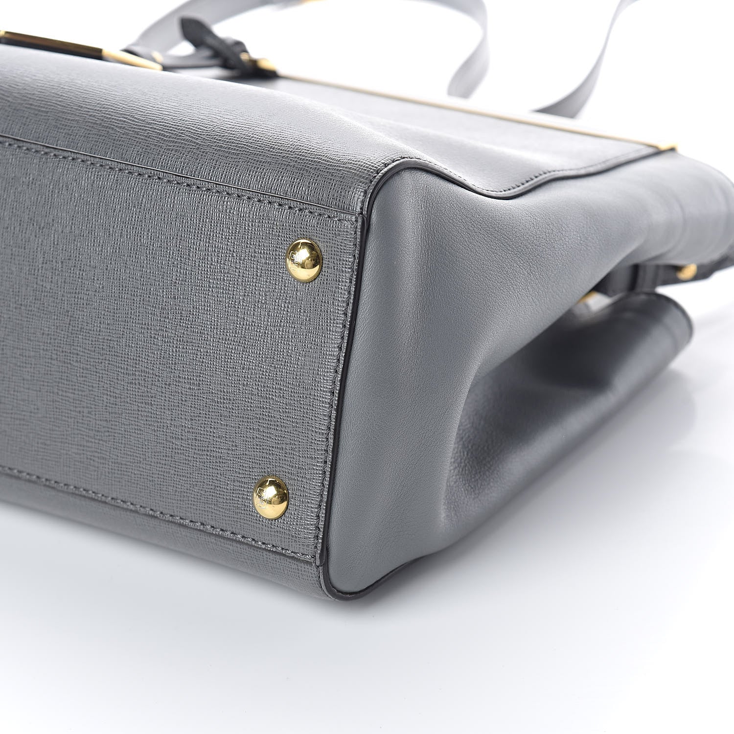 Fendi Vitello Elite Petite 2Jours Tote Grigio Grigio Chiaro 9 of 9