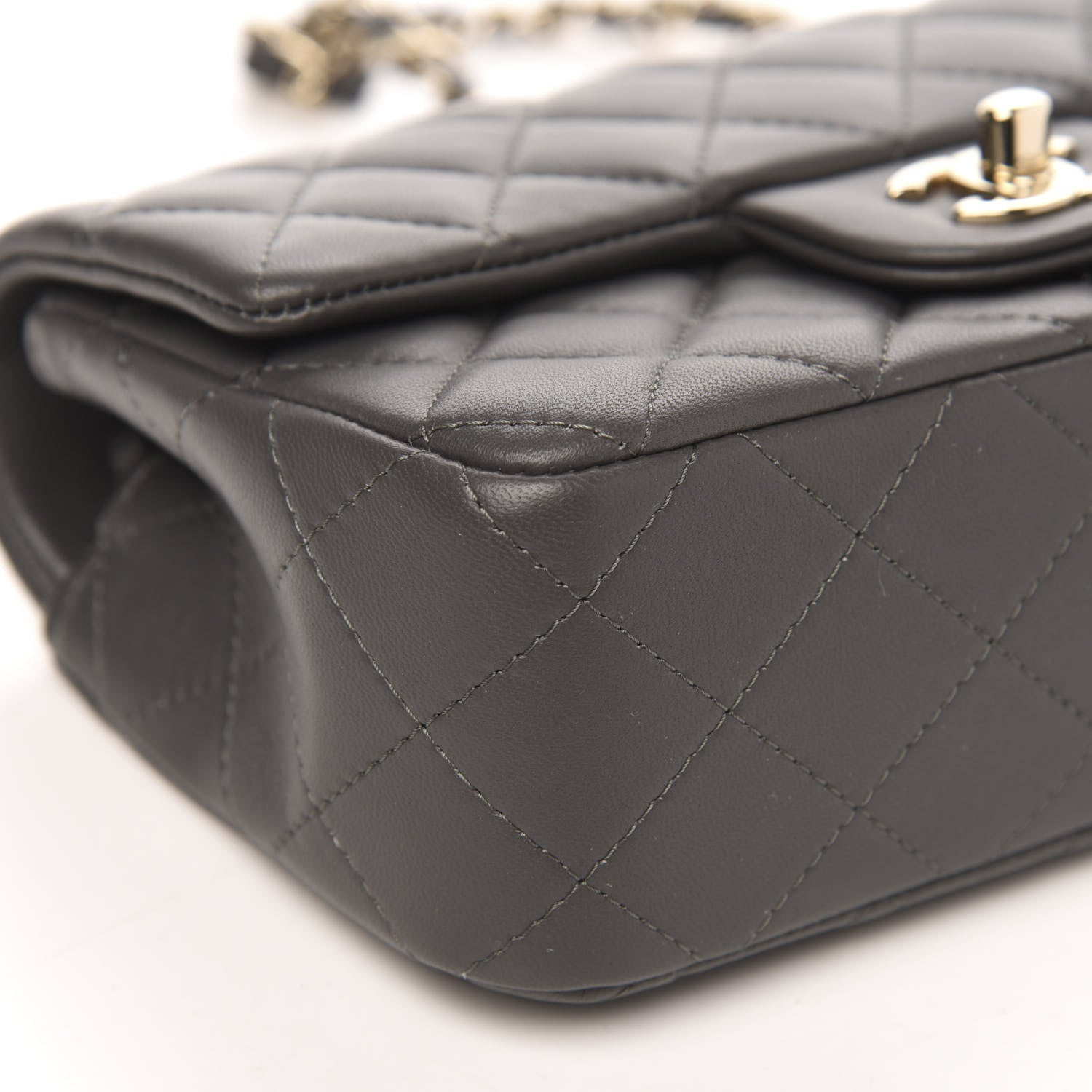 Chanel Lambskin Quilted Mini Rectangular Flap Grey 8 of 11