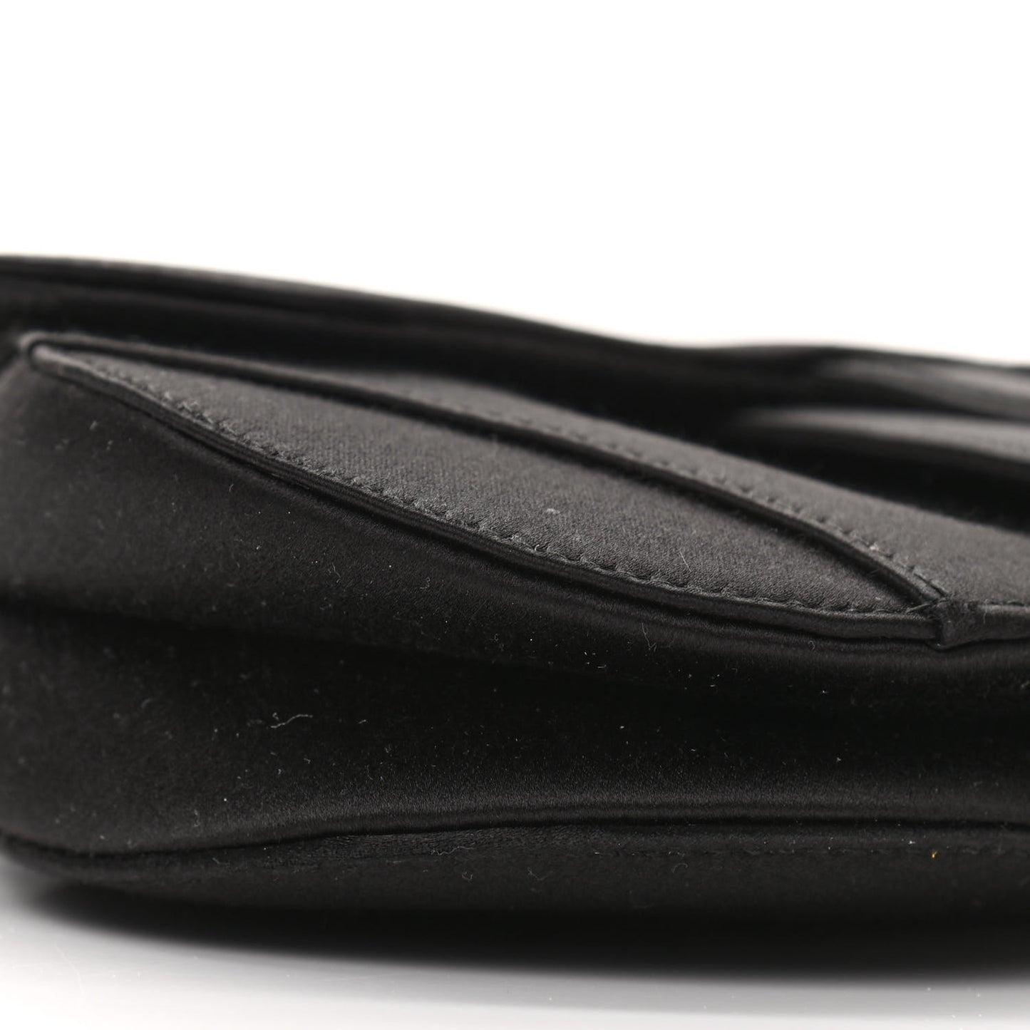 Satin Crystal Mini Saddle Bag Black