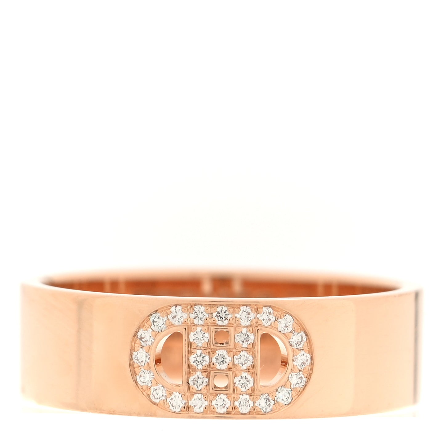 18K Rose Gold Diamond PM H D'Ancre Ring 52 6