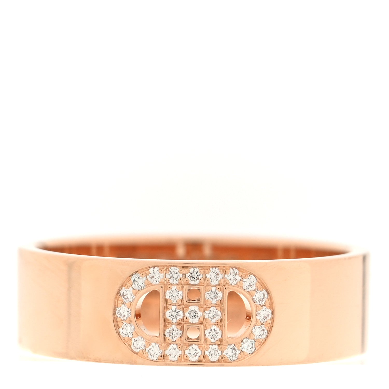 Hermes 18K Rose Gold Diamond PM H D'Ancre Ring 52 6 1 of 5