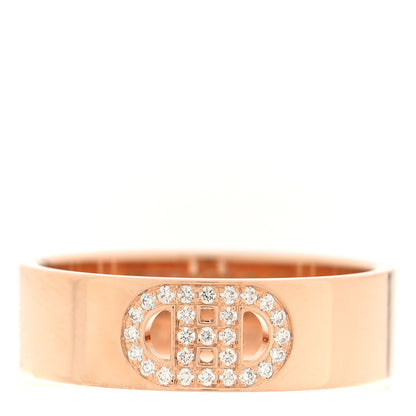 Hermes 18K Rose Gold Diamond PM H D'Ancre Ring 52 6 1 of 5