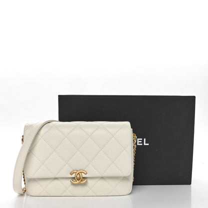 Chanel Shiny Caviar Quilted Small Chain Melody Flap White 11 of 11