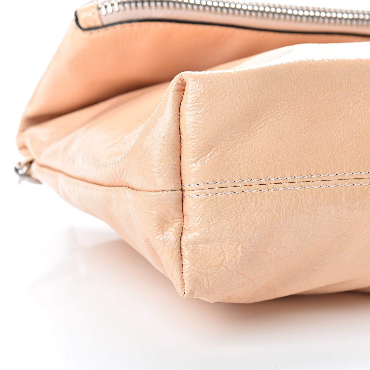 Patent Fold Over Crossbody Beige