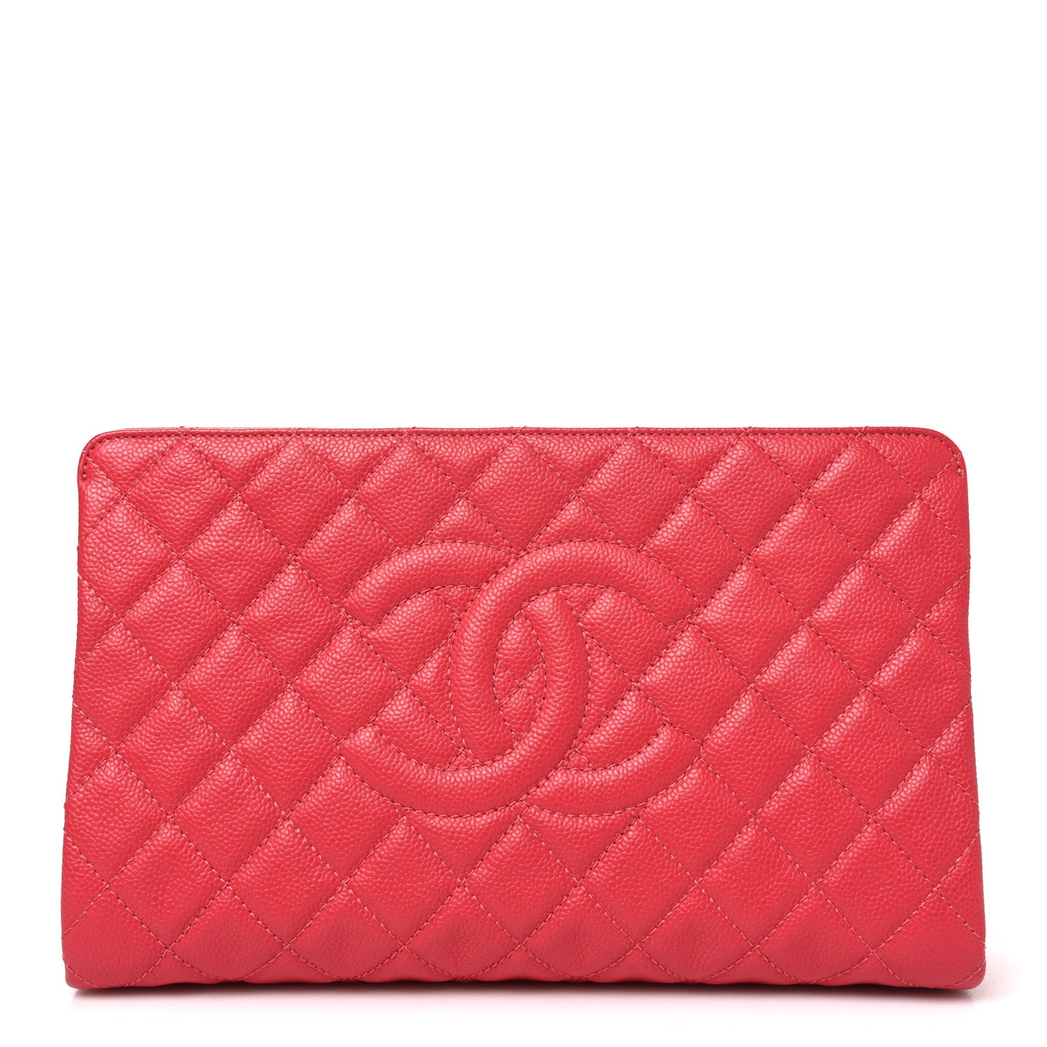 Chanel Caviar Quilted CC Large Clutch Coral 1 of 8