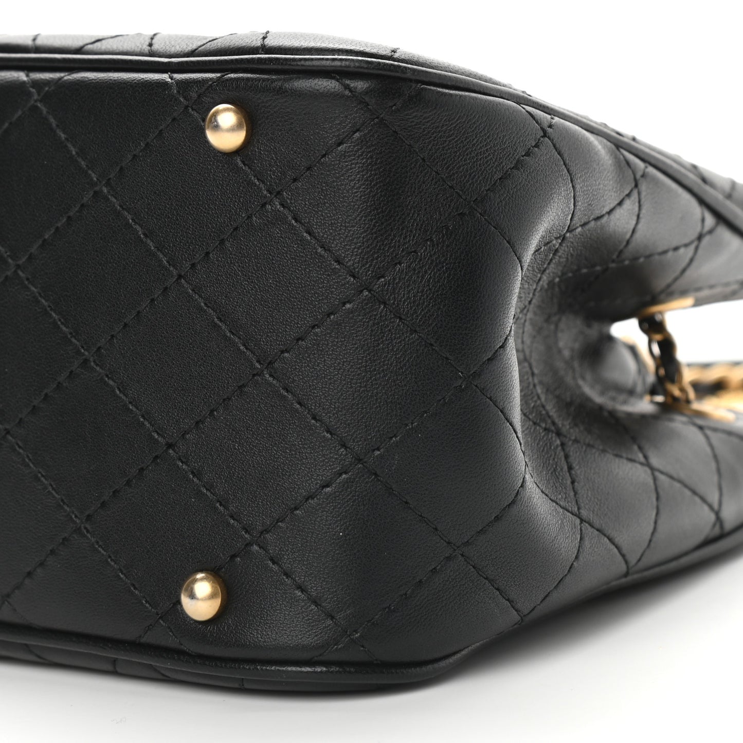 Calfskin Stitched Small Egyptian Amulet Drawstring Bag Black