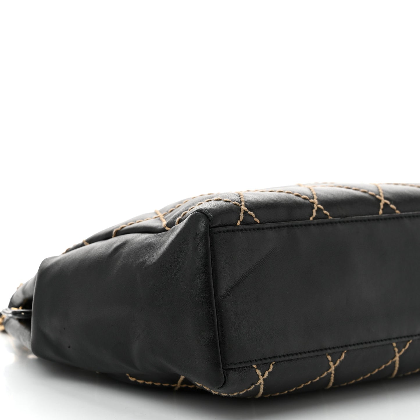 Calfskin Wild Stitch Shoulder Bag Black