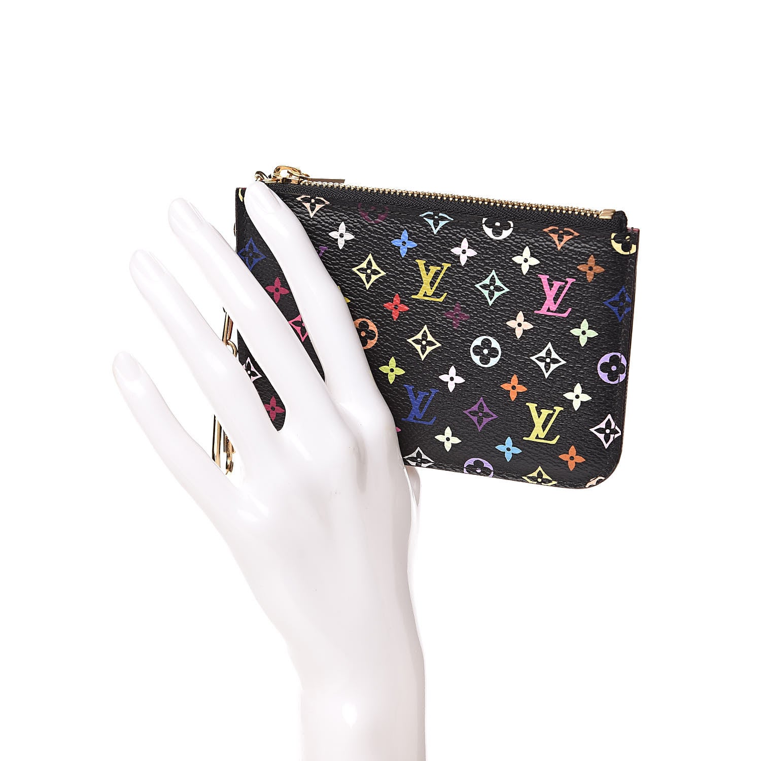 Louis Vuitton Monogram Multicolor Key Pouch Black Grenade 2 of 8