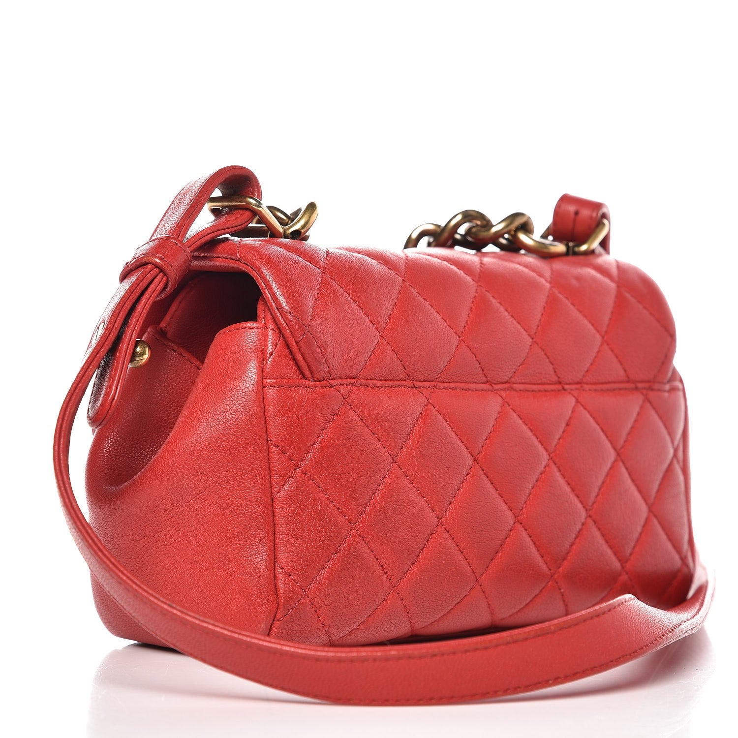 Chanel Shiny Sheepskin Quilted Mini Trapezio Flap Red 3 of 8