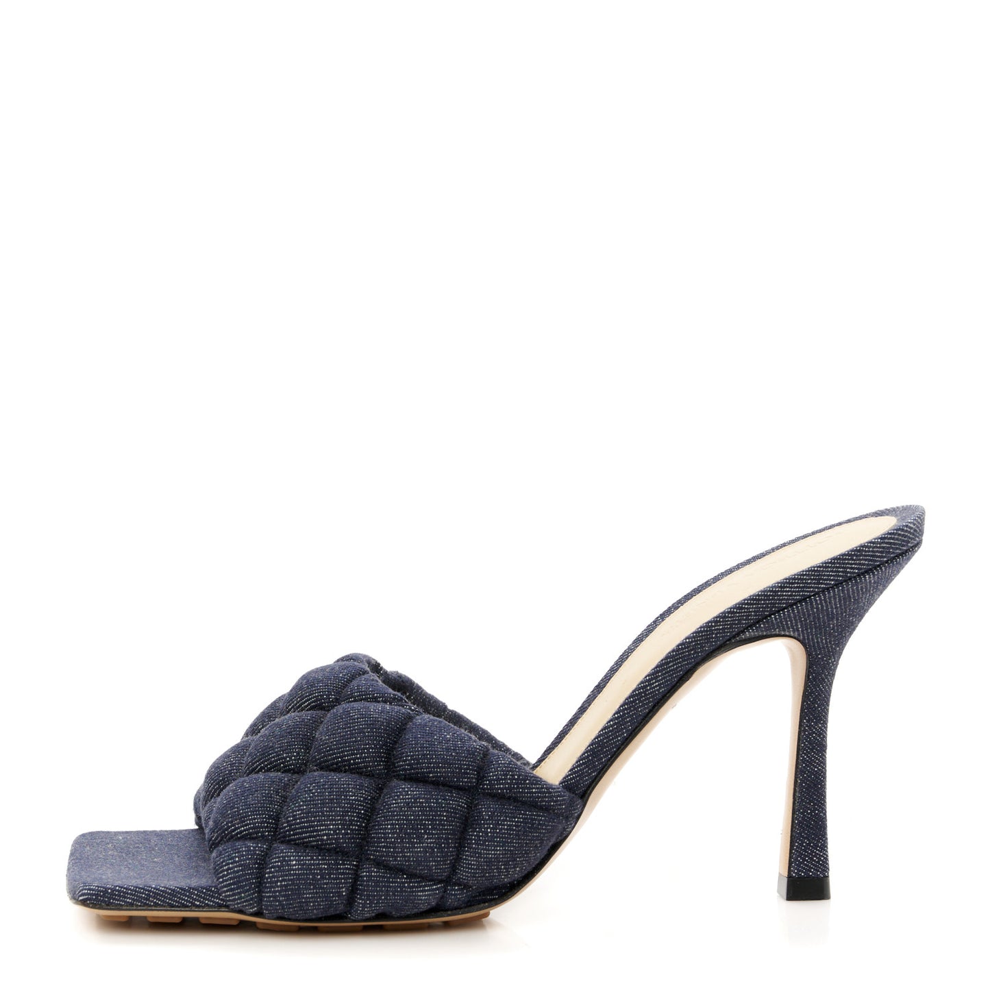 Denim Matelasse Padded Mule Sandals 39 Indigo