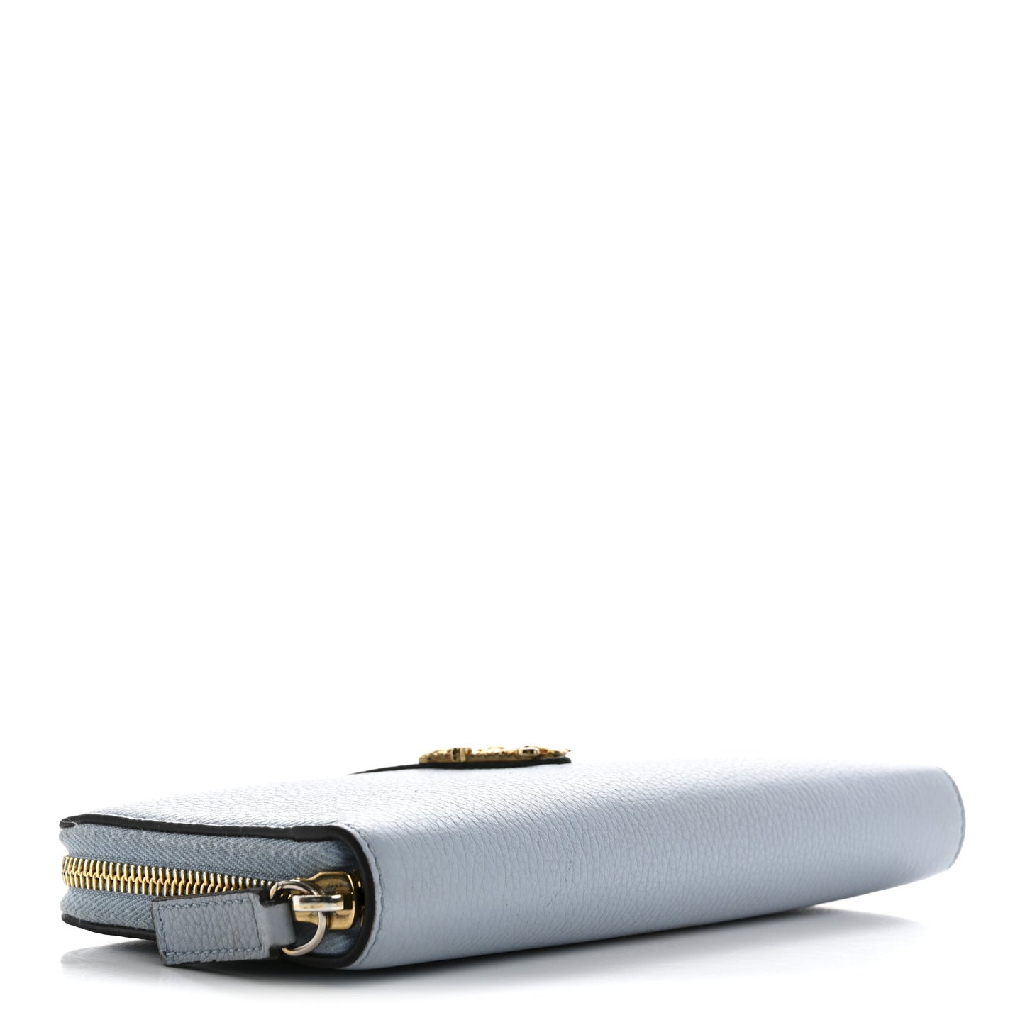 Grained Calfskin Virtus Zip Around Wallet Light Blue