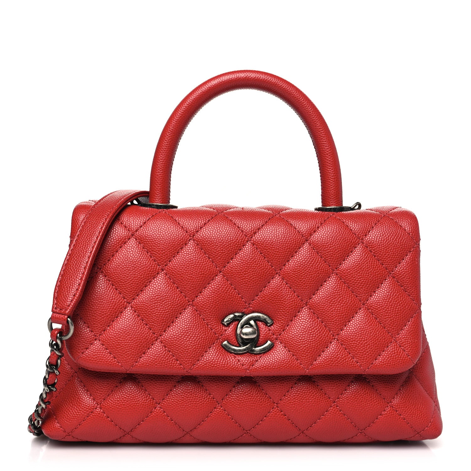 Chanel Caviar Quilted Mini Coco Handle Flap Red 1 of 10