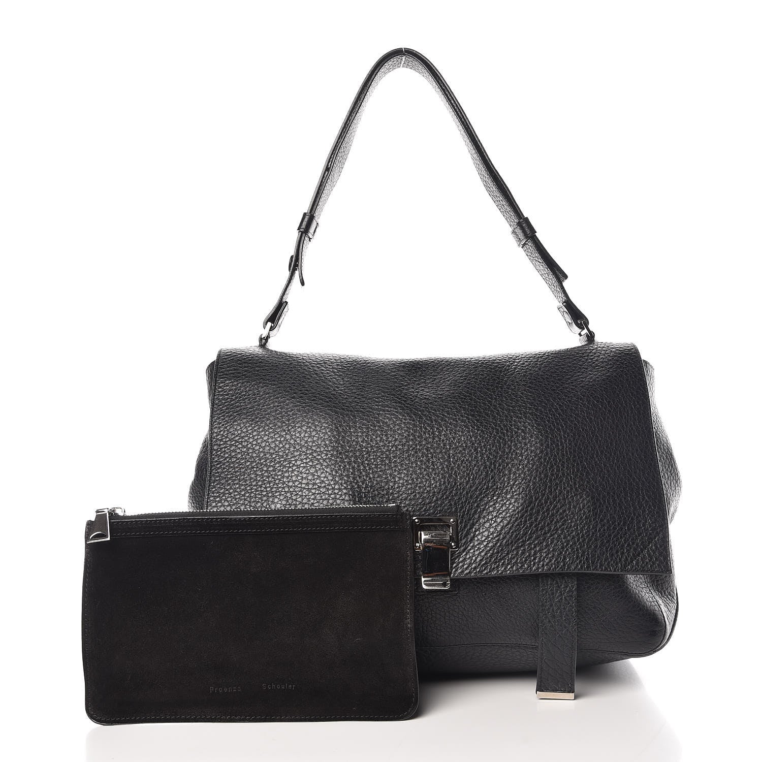 Proenza Schouler Pebbled Calfskin PS Courier Shoulder Bag Black 3 of 10
