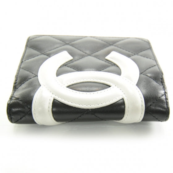 Chanel Calfskin Quilted Bi-fold Wallet Black White 4 of 9