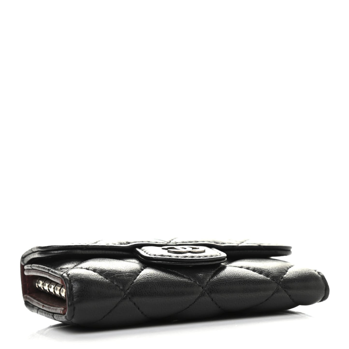 Lambskin Quilted 6 Key Holder Black