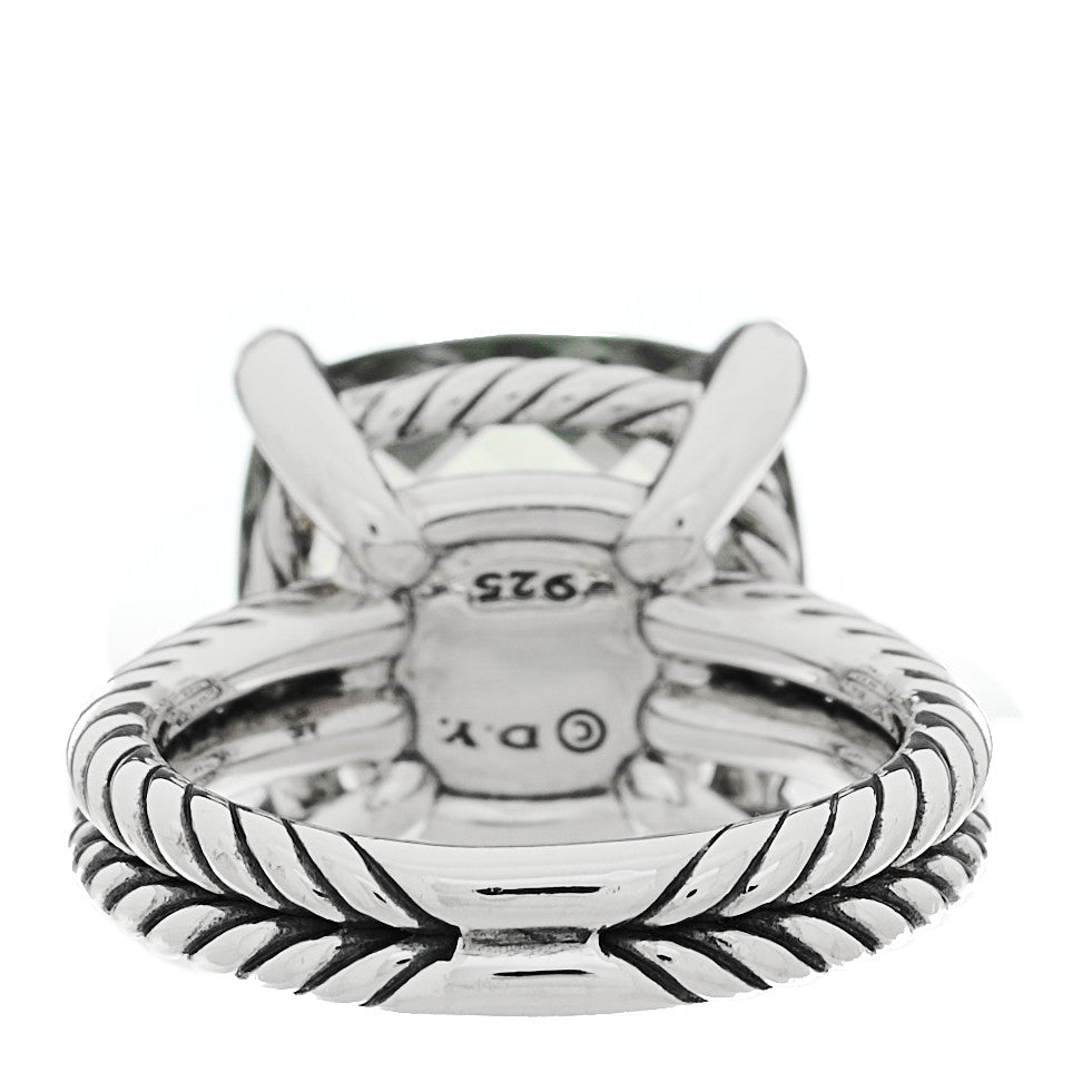 Sterling Silver Diamond Prasiolite 14mm Chatelaine Ring 54 7