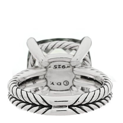 David Yurman Sterling Silver Diamond Prasiolite 14mm Chatelaine Ring 54 7 4 of 5