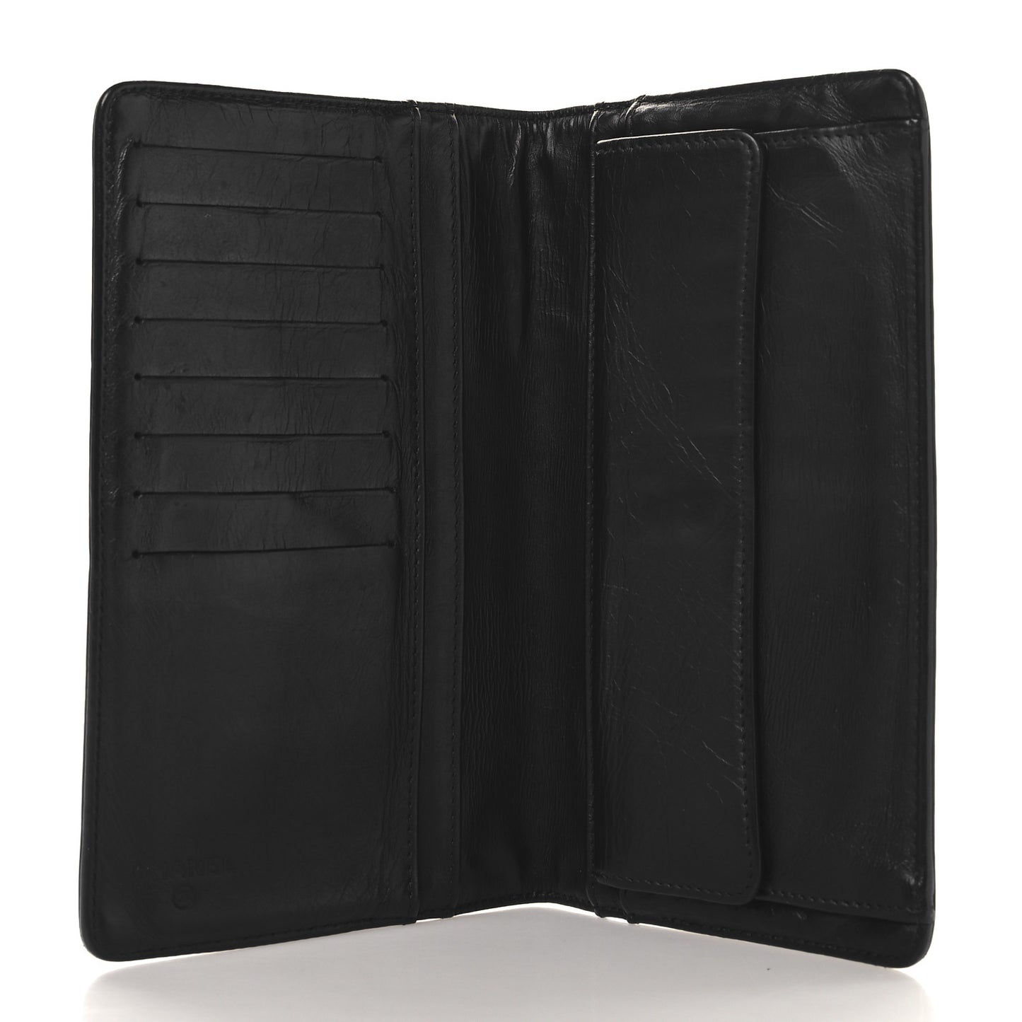 Lambskin Bow Stitched CC Yen Wallet Black