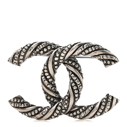Chanel Ruthenium Twisted CC Brooch Silver 1 of 4