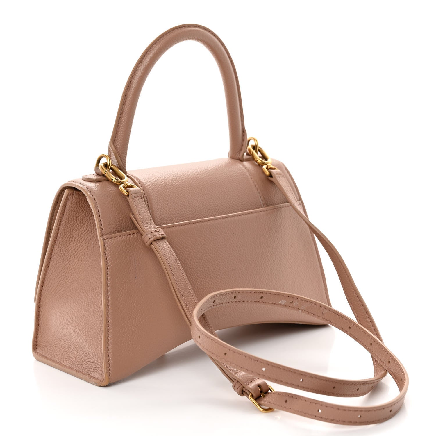 Balenciaga Grained Calfskin Small Hourglass Top Handle Bag Nude Beige 3 of 13