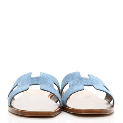 Hermes Denim Canvas Oran Sandals 41 Bleu Clair 2 of 9