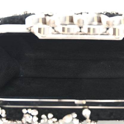 Alexander McQueen Suede Crystal Knuckle Box Clutch Black 5 of 8
