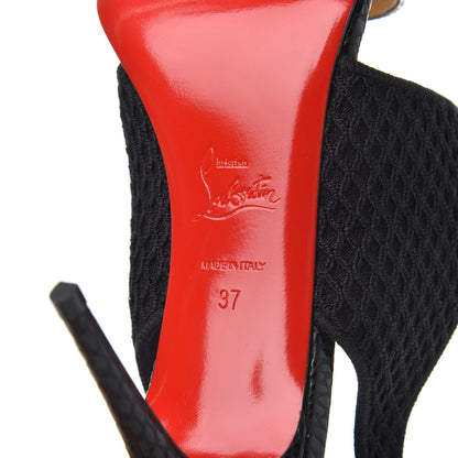 Christian Louboutin Calfskin Mesh Snakeskin Embossed Georgette 85 Sandals 37 Black 7 of 11