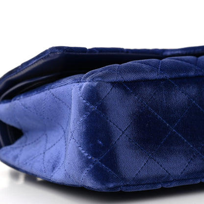 Chanel Velvet Quilted Medium Double Flap Navy Blue 9 of 10