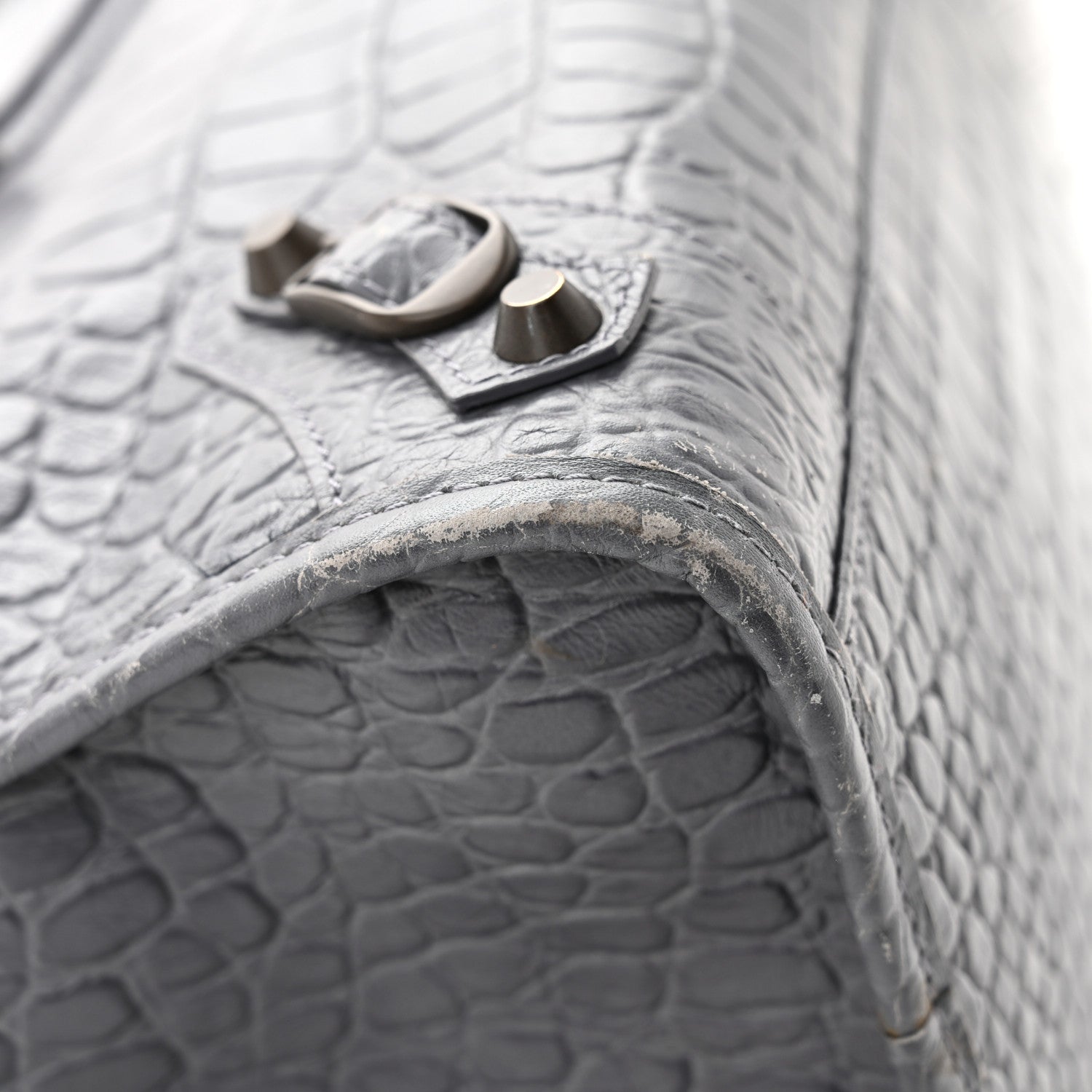 Balenciaga Calfskin Crocodile Embossed Classic Hardware City Gris Beton 11 of 14
