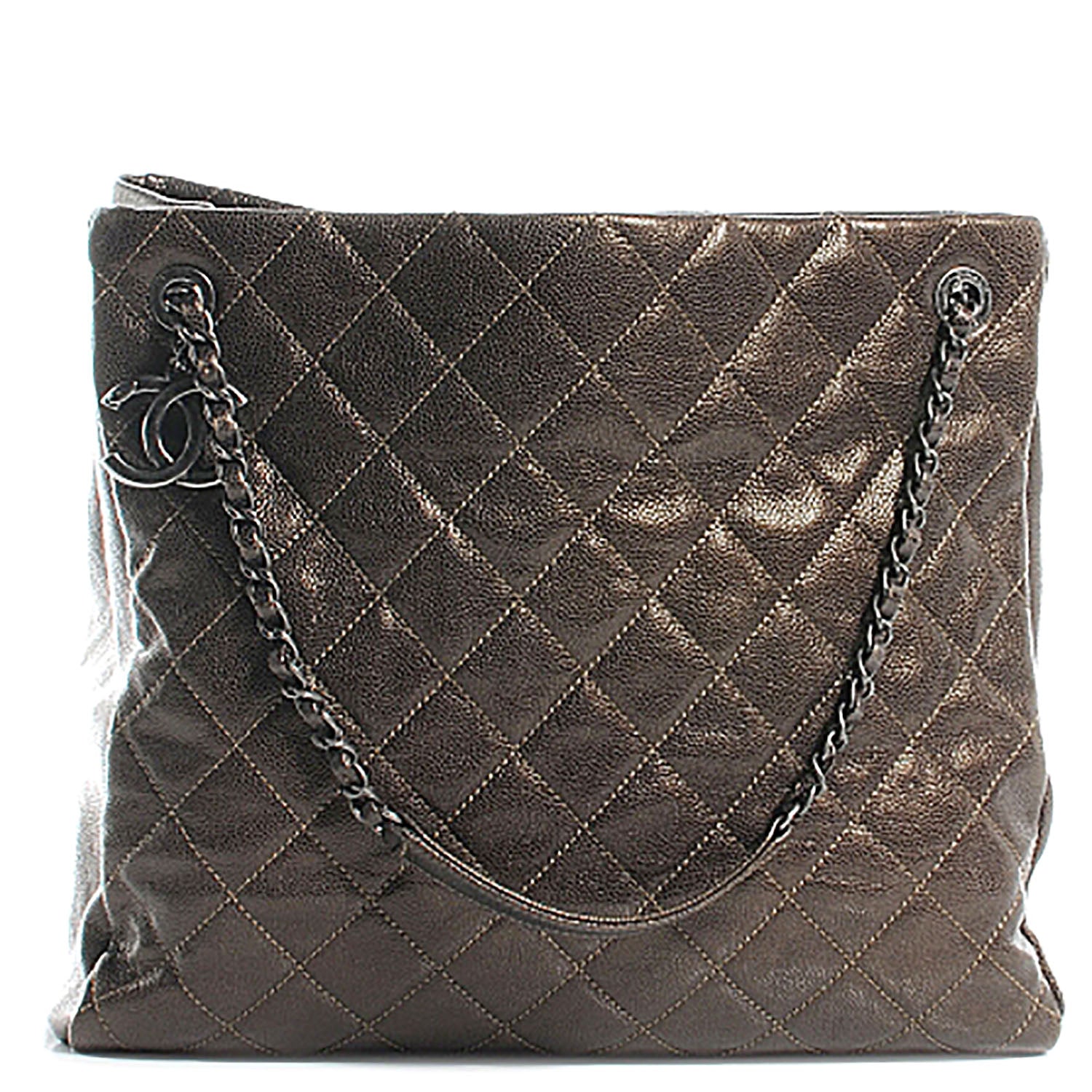 Chanel Iridescent Caviar Quilted Tall Chic Shopping Tote Dark Gold 1 of 7