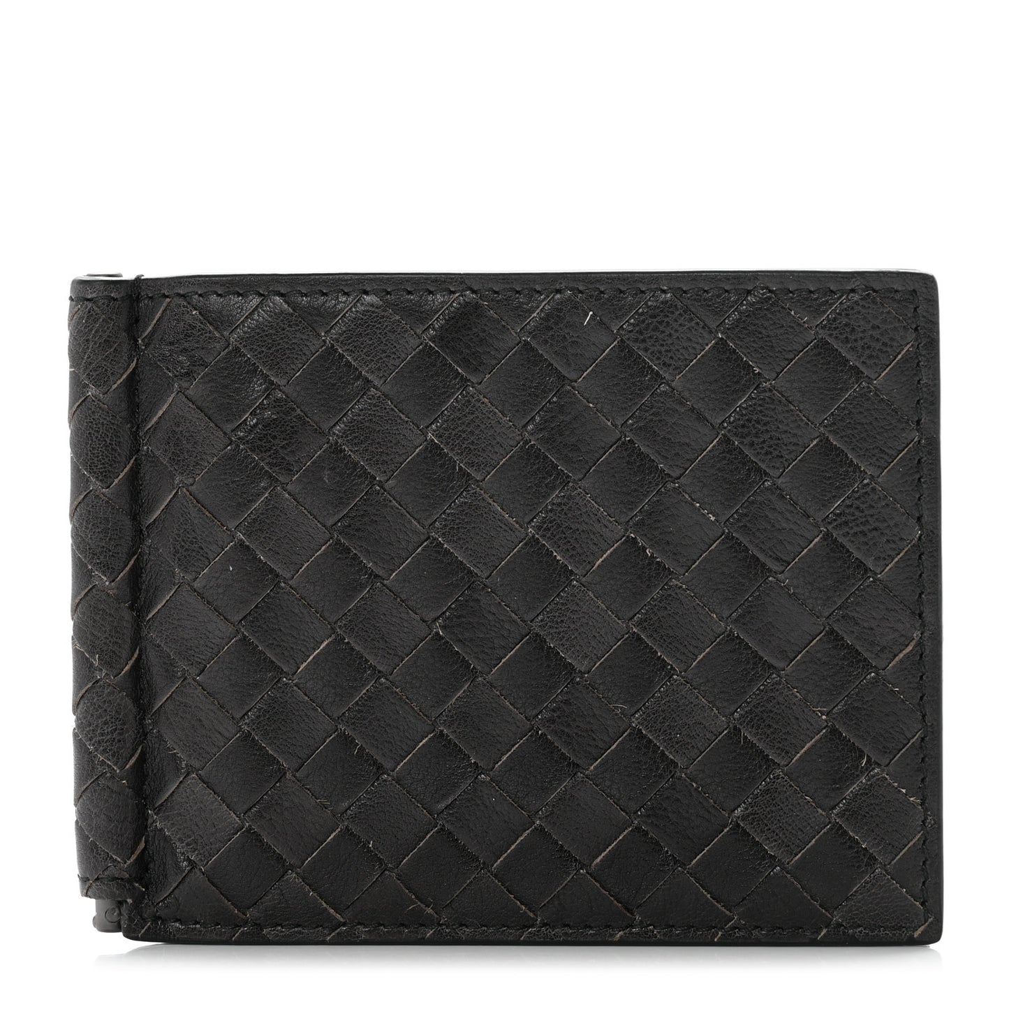 Intrecciato Bi-Fold Money Clip Wallet Black