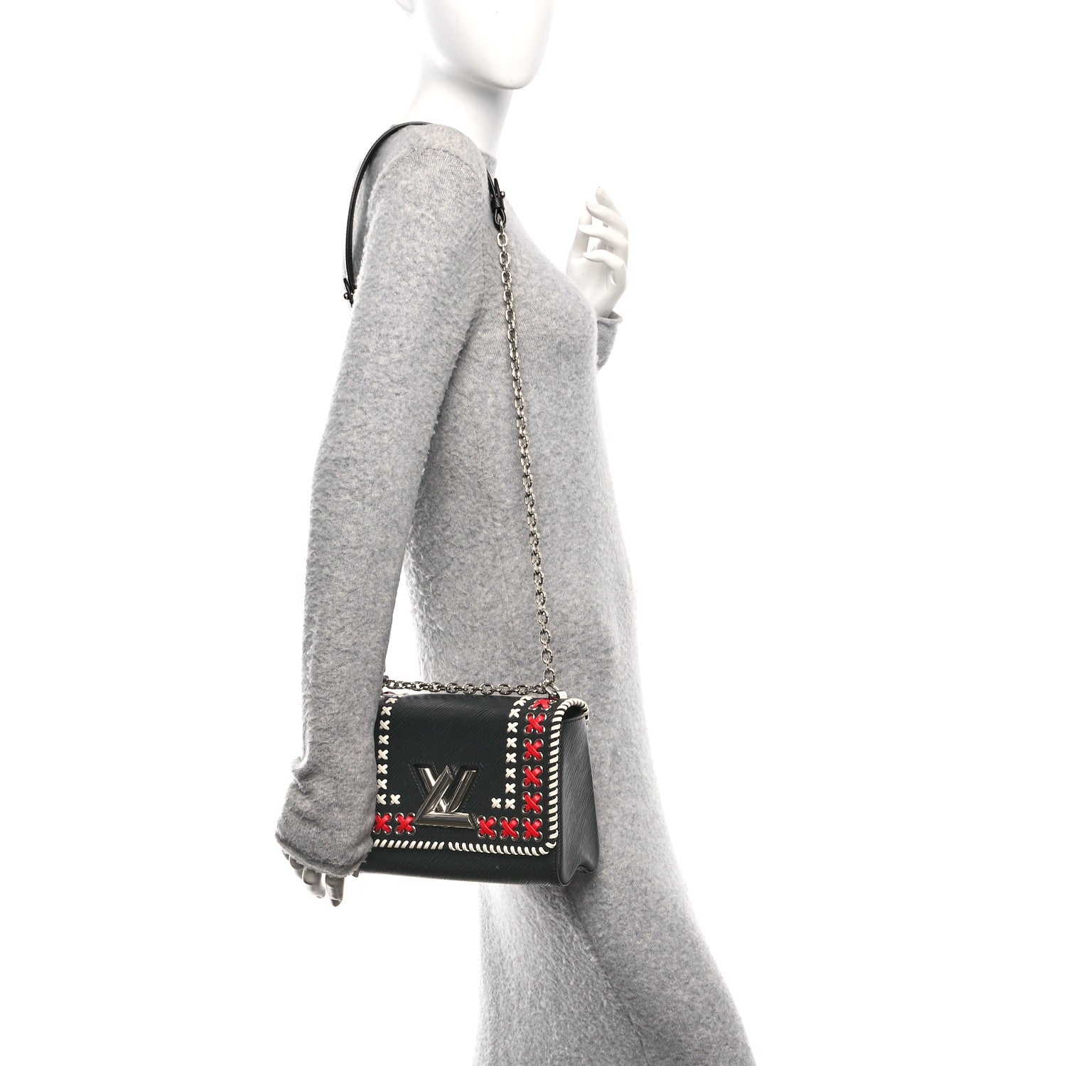 Louis Vuitton Epi Embroidered Twist Shoulder Bag MM  Black 2 of 11