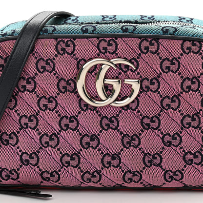 Gucci Monogram Multicolor Matelasse Diagonal Small GG Marmont Chain Shoulder Bag Pink Blue Green Red Light Blue 8 of 11