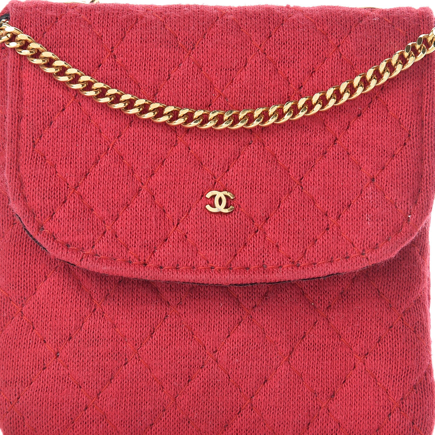 Chanel Knit Quilted Pouch Necklace Red 13 of 20