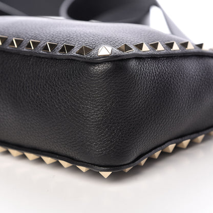 Valentino Garavani Pebbled Calfskin Mini Rockstud Flip-Lock Messenger Bag Black 9 of 10