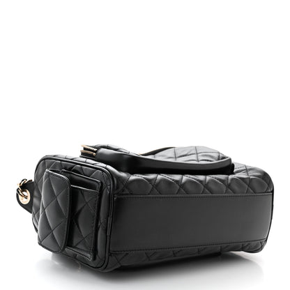 Chanel Shiny Crumpled Lambskin Quilted Medium Preppy Pocket Camera Case Black 4 of 10