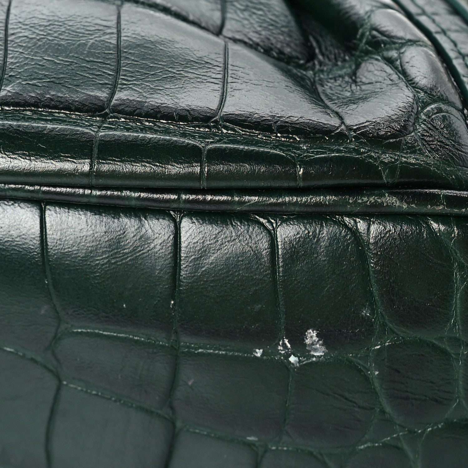 Balenciaga Extra Supple Calfskin Crocodile Embossed Le Cagole Shoulder Bag XS Forest Green 9 of 12
