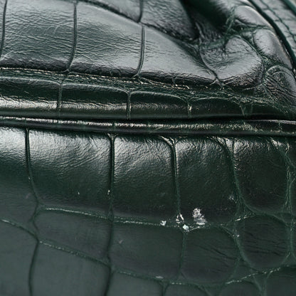 Balenciaga Extra Supple Calfskin Crocodile Embossed Le Cagole Shoulder Bag XS Forest Green 9 of 12