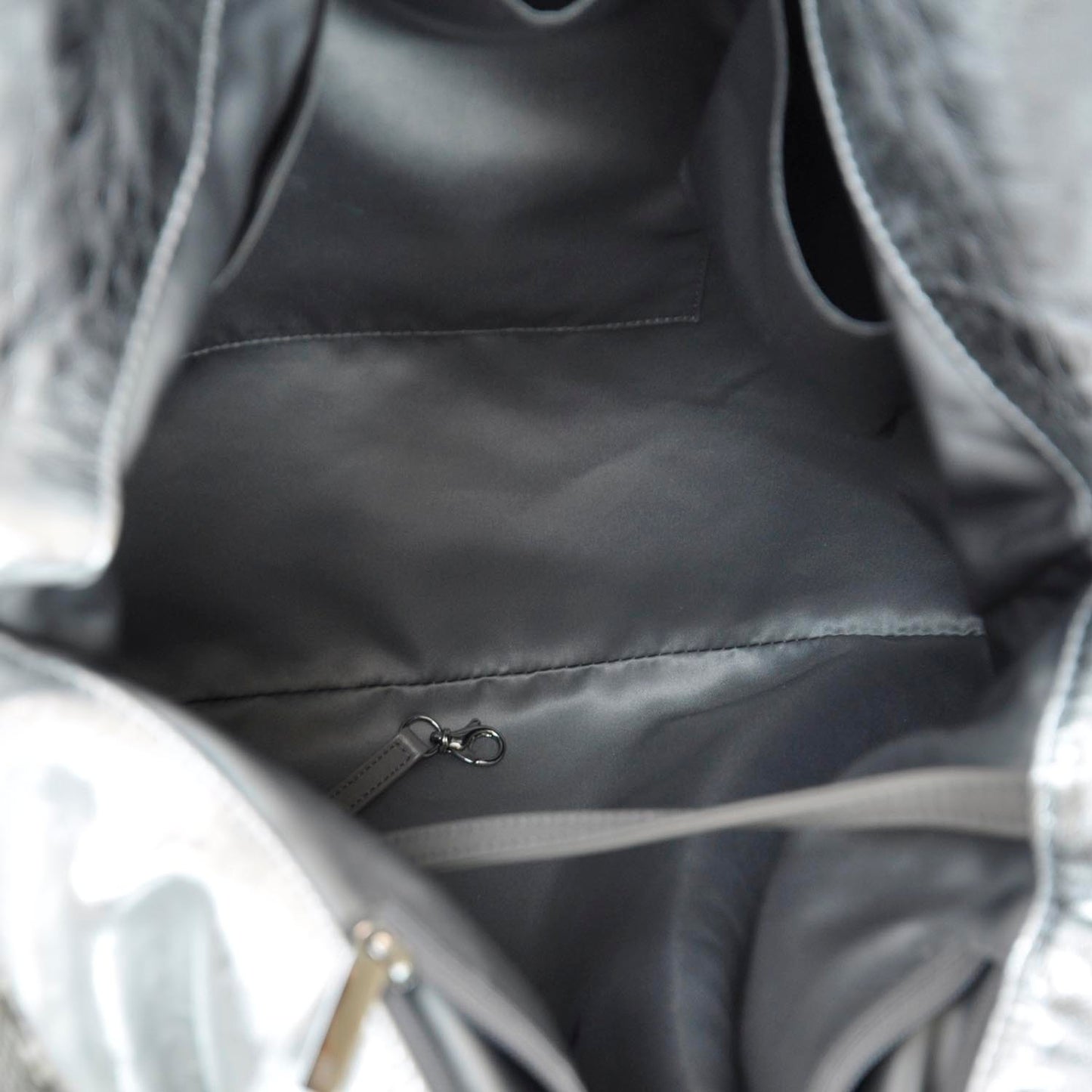 Metallic Perforated Lambskin Hollywood Hobo Silver