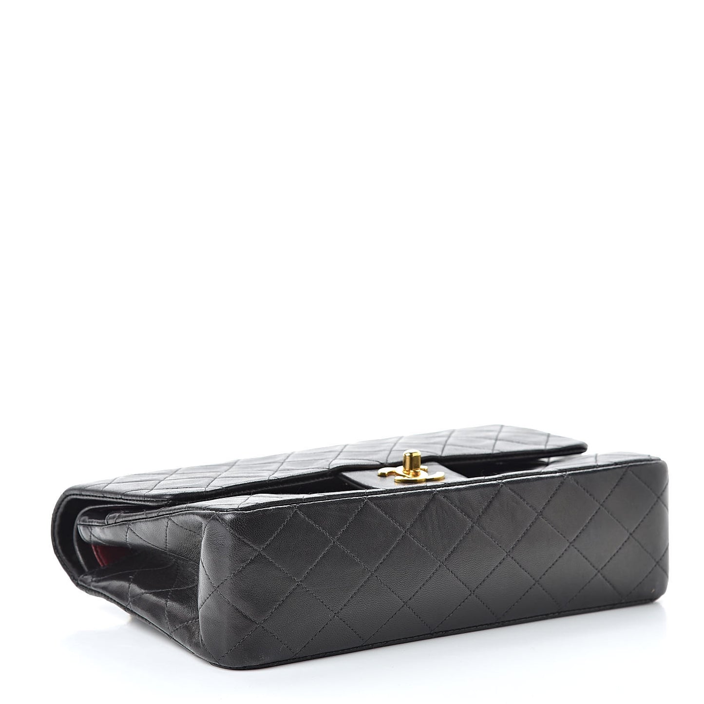 Lambskin Quilted Medium Double Flap Black
