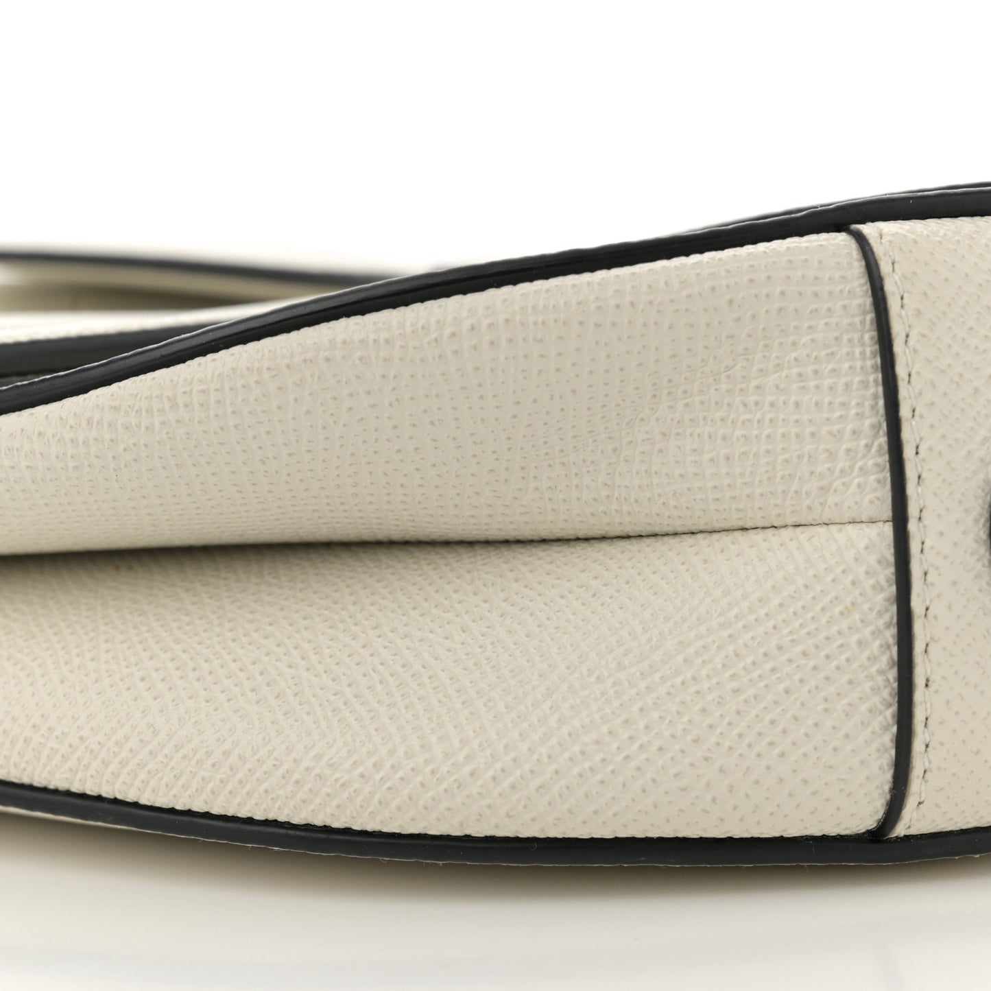 Grained Calfskin Saddle Bag White