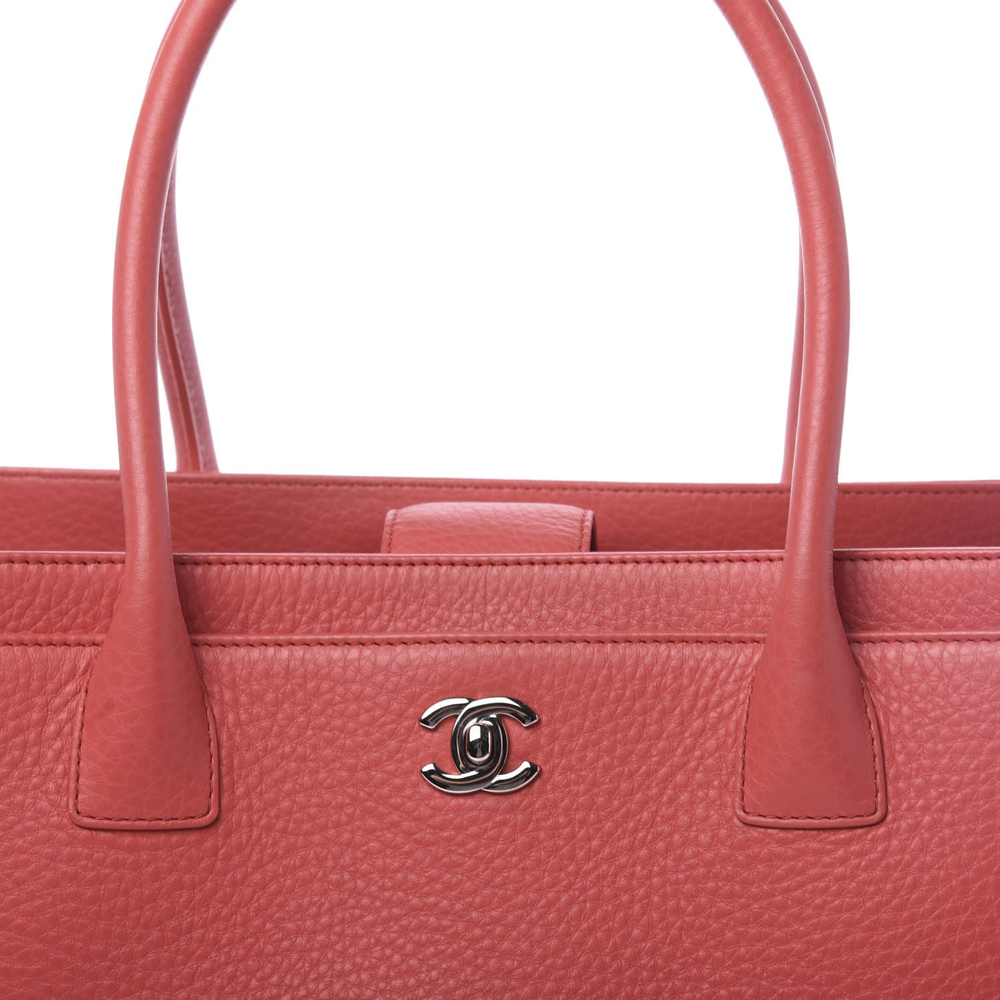 Calfskin Small Cerf Shopper Tote Coral