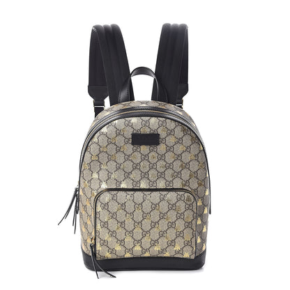 Gucci GG Supreme Monogram Bees Print Small Day Backpack Beige Oro Black 1 of 10