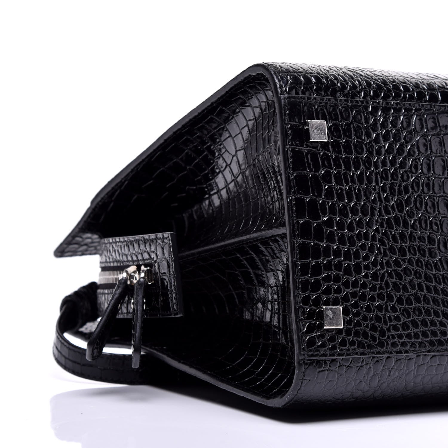 Saint Laurent Croc Calfskin Embossed Medium Uptown Tote Black 7 of 8