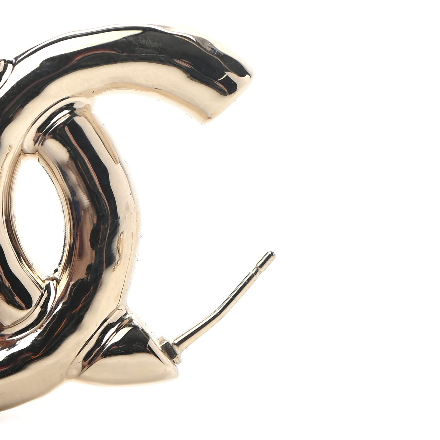 Metal Large CC Earrings Light Gold